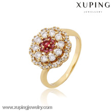12824 anillos de bodas en forma de flor chapados en oro Xuping joyería de moda